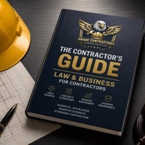 Prime Contractors License Institute guidebook on contractor licensing and business laws.