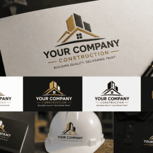 Construction company logo with house and roof design for Prime Contractors.